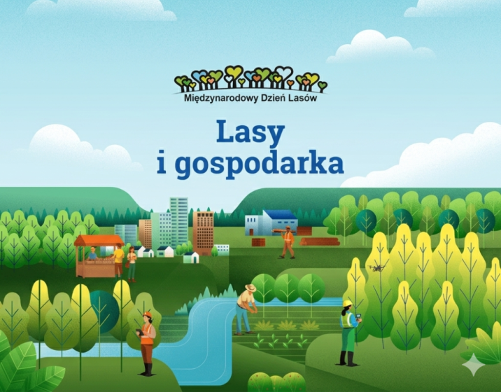 Grafika promująca Międzynarodowy Dzień Lasów.